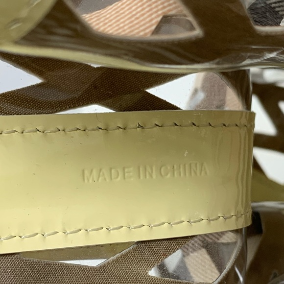 Burberry Patent Leather Clear Check Bucket Bag